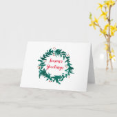 Groene Wreath Holly Painting van het seizoen Kaart (Gele Bloem)