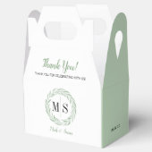 Groene Wreath Monogram Wedding Favor Box Bedankdoosjes (Geopend)