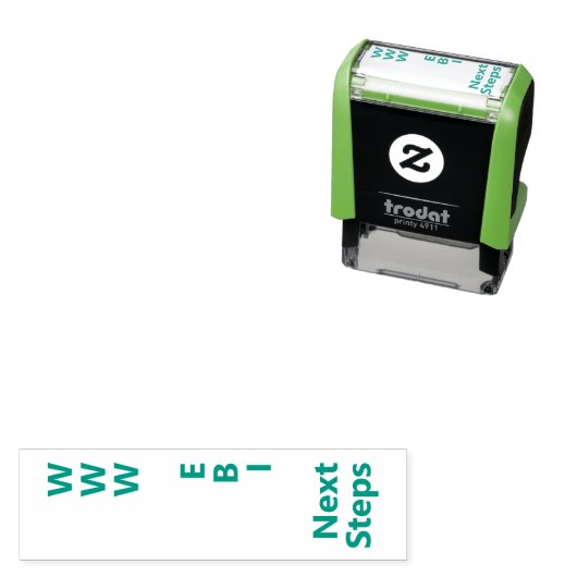 Groene WWWW EBI Volgende stappen Onderwijsmarkerin Zelfinktende Stempel (In situ)