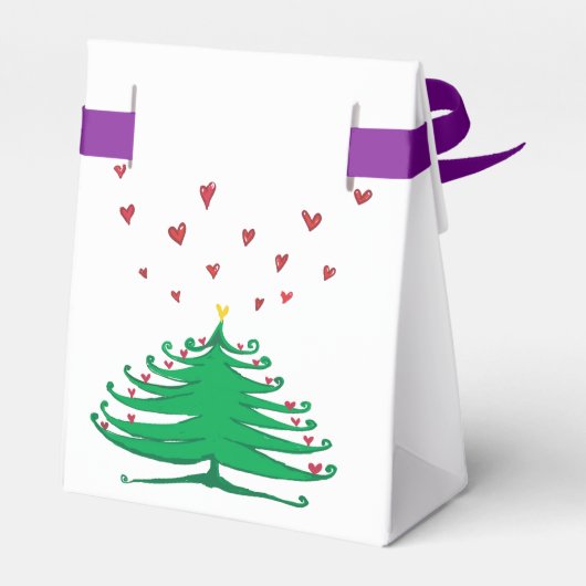 Groene X-mas Boom Harten Liefde Tent Bedankdoosjes (Achterkant)