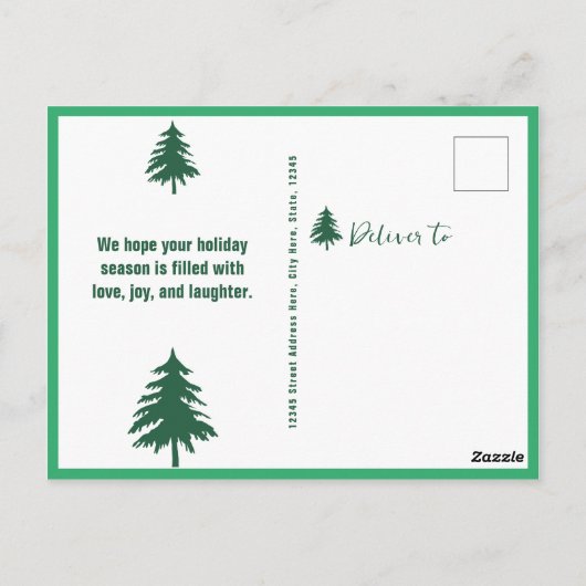 Groene Xmas Tree Checkerboard vakantiefoto Briefkaart (Achterkant)