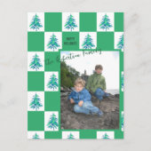 Groene Xmas Tree Checkerboard vakantiefoto Briefkaart (Voorkant)