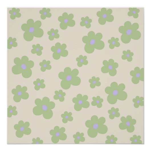 Groene Y2K Bold Wildflower Levendige Spring Art Perfect Poster (Voorkant)