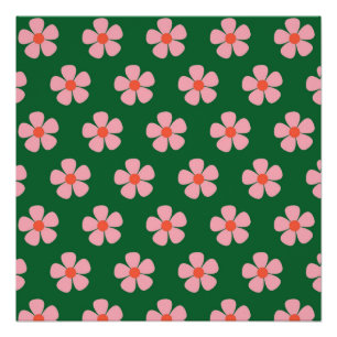 Groene Y2K Bold Wildflower Levendige Spring Art Perfect Poster