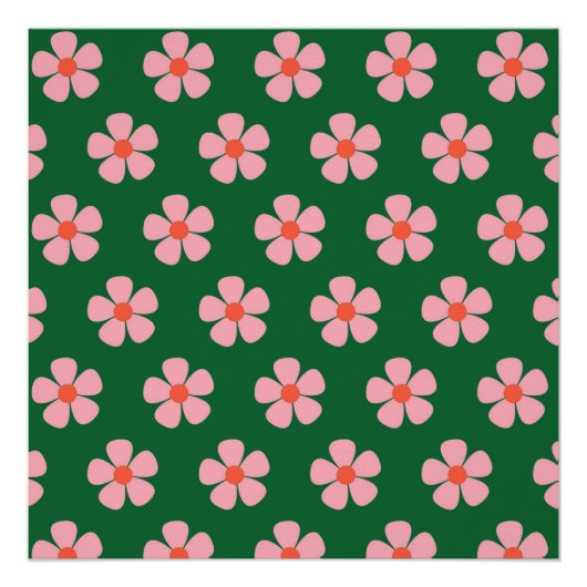 Groene Y2K Bold Wildflower Levendige Spring Art Perfect Poster (Voorkant)