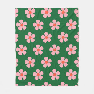 Groene Y2K Levendige Wilde Bloem Vet Retro Lente Fleece Deken