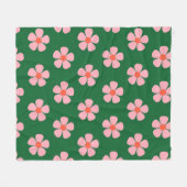 Groene Y2K Vibrant Wildflower Bold Retro Spring Fleece Deken (Voorkant (Horizontaal))
