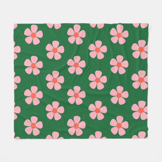 Groene Y2K Vibrant Wildflower Bold Retro Spring Fleece Deken (Voorkant (Horizontaal))