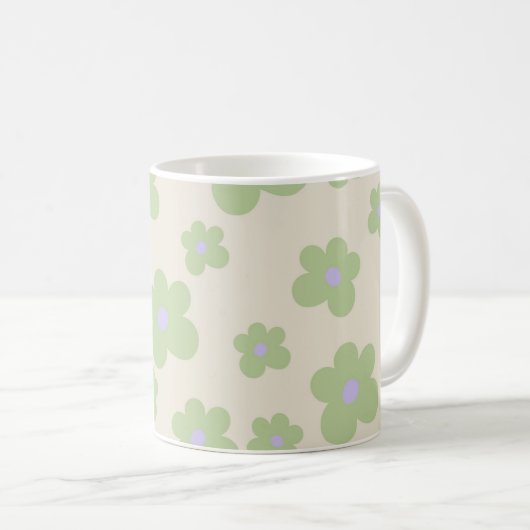Groene Y2K Wildflower Bold Retro Spring Kitchen Koffiemok (Voorkant rechts)