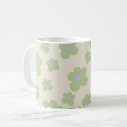 Groene Y2K Wildflower Bold Retro Spring Kitchen Koffiemok (Voorkant links)