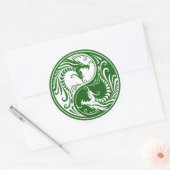  Groene Yin Yang Dragons Ronde Sticker (Envelop)