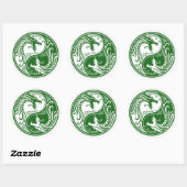 Groene Yin Yang Dragons Ronde Sticker (Vel)