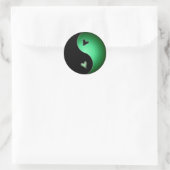 groene yin yang ronde sticker (Tas)