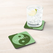 Groene Yin & Yang symboolvierkant plastic onderzet Bier Onderzetter (Rechterzijde)