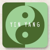 Groene Yin & Yang symboolvierkant plastic onderzet Bier Onderzetter (Voorkant)