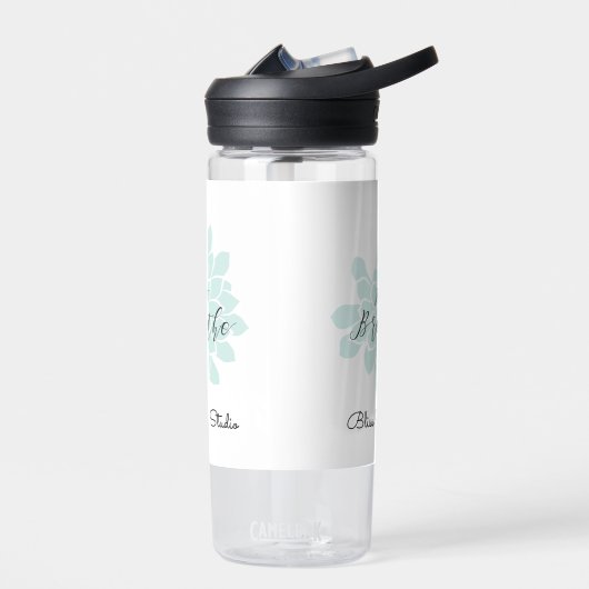 Groene Yoga Adem Witte Bloemen Waterfles (Links)