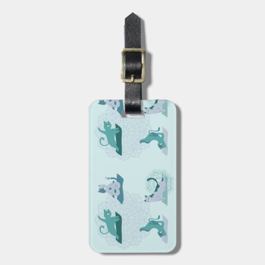 Groene Yoga Katten Bagagelabel (Voorkant verticaal)