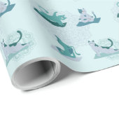 Groene Yoga Katten Cadeaupapier (Rol Hoek)