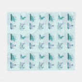 Groene Yoga Katten Fleece Deken (Voorkant (Horizontaal))
