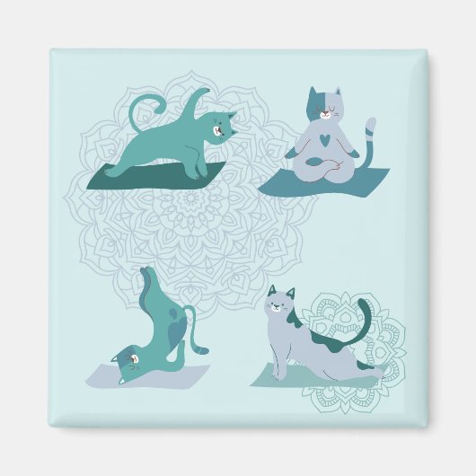 Groene Yoga Katten Magneet (Voorkant)