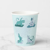Groene Yoga Katten Papieren Bekers (Achterkant)