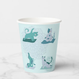 Groene Yoga Katten Papieren Bekers