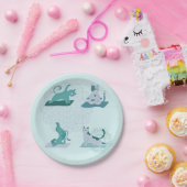 Groene Yoga Katten Papieren Bordje (Feest)