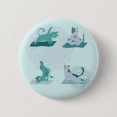 Groene Yoga Katten Ronde Button 5,7 Cm (Voorkant)