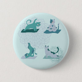 Groene Yoga Katten Ronde Button 5,7 Cm