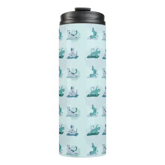 Groene Yoga Katten Thermosbeker (Voorkant)