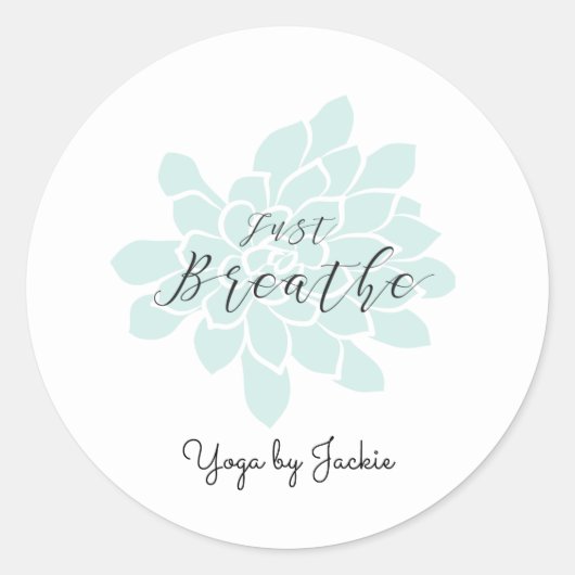 Groene Yoga Meditatie Witte Bloemen Ronde Sticker (Voorkant)