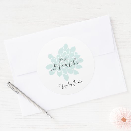 Groene Yoga Meditatie Witte Bloemen Ronde Sticker (Envelop)