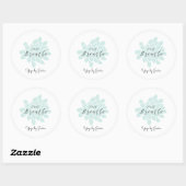 Groene Yoga Meditatie Witte Bloemen Ronde Sticker (Vel)