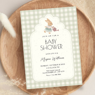 Groene zachte konijn baby shower kaart