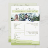 Groene zachte pastel huwelijksprogramma bewerkbare programmakaart (Voorkant / Achterkant)
