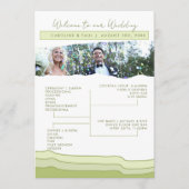 Groene zachte pastel huwelijksprogramma bewerkbare programmakaart (Voorkant)