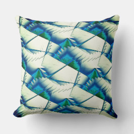 Groene zagen of zigzag op intens cyaan tot koninkl kussen