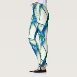 Groene zagen of zigzag op intens cyaan tot koninkl leggings