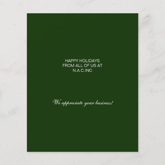 Groene zakelijke feestkaart met kerstboomstructuur (Achterkant)