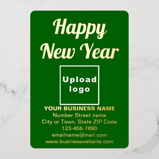 Groene Zakelijke Merk op Nieuwjaarskaart van Folie Folie Feestdagenkaart (Voorkant)