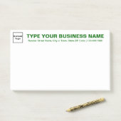 Groene Zakelijke Merk Teksten op Kop van Groot Post-it® Notes (Op bureau)