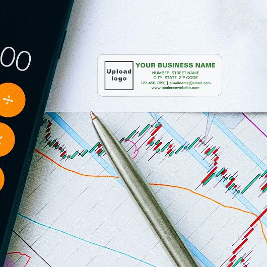 Groene zakelijke merk teksten op retour adres labe etiket