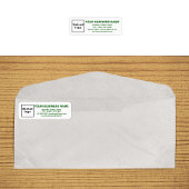 Groene zakelijke merk teksten op retour adres labe etiket