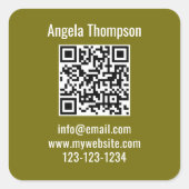 Groene Zakelijke QR-code Aangepast Basis Vierkante Sticker (Voorkant)