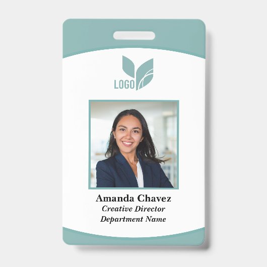 Groene Zakelijke Werknemer Foto ID Badge (Voorzijde)