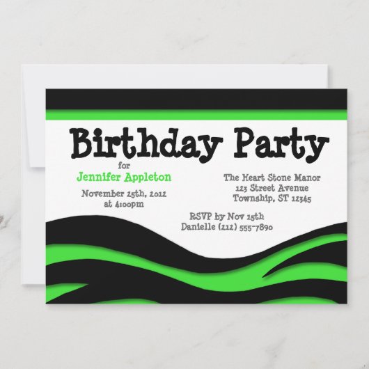 Groene Zebra Afdrukgolven van zaterdag Kaart (Voorkant)