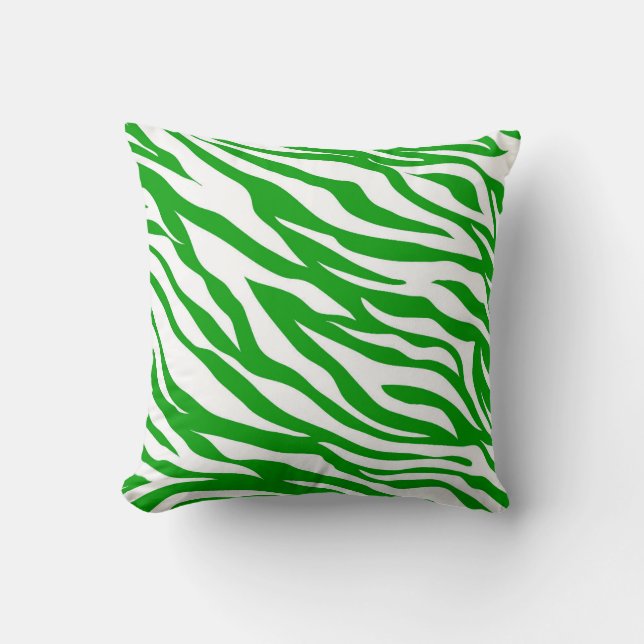 Groene Zebra Afdrukken Kussen (Voorkant)