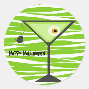 Groene Zebra Eyeball Cocktail Halloween Sticker