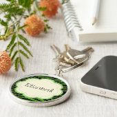 Groene Zebra, Glitter Zebra, Zebra Print, Jouw naa Sleutelhanger (Zijkant)