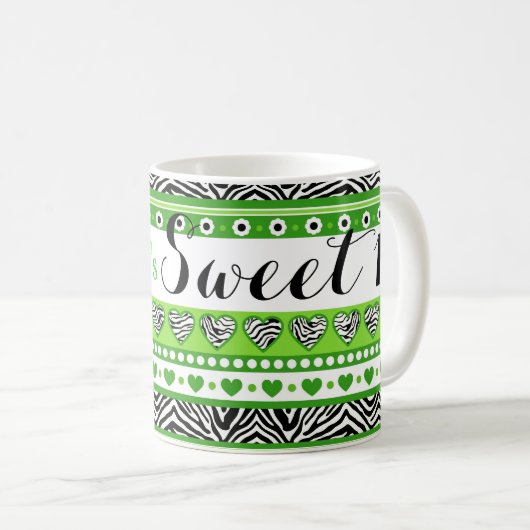 Groene zebra hart Sweet 16 mok (Voorkant rechts)